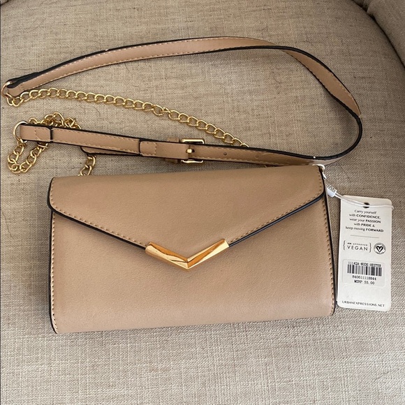 Urban Expressions Tan Crossbody Bag with Gold Accent - Picture 1 of 3